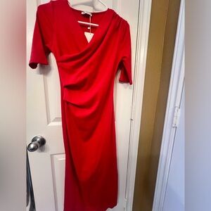 NWT Zara Red Draped Dress, size medium